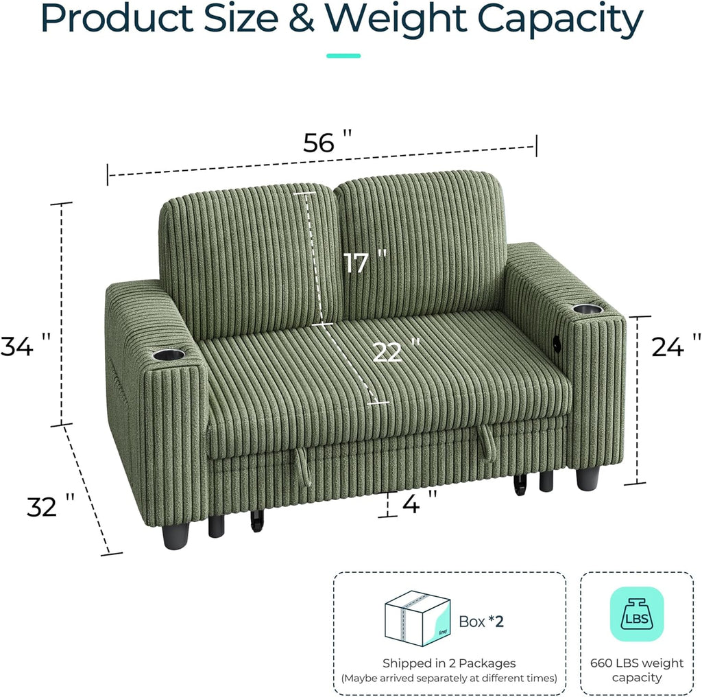 LINSY HOME Sectional Sleeper Sofa with Pull Out Couch Bed