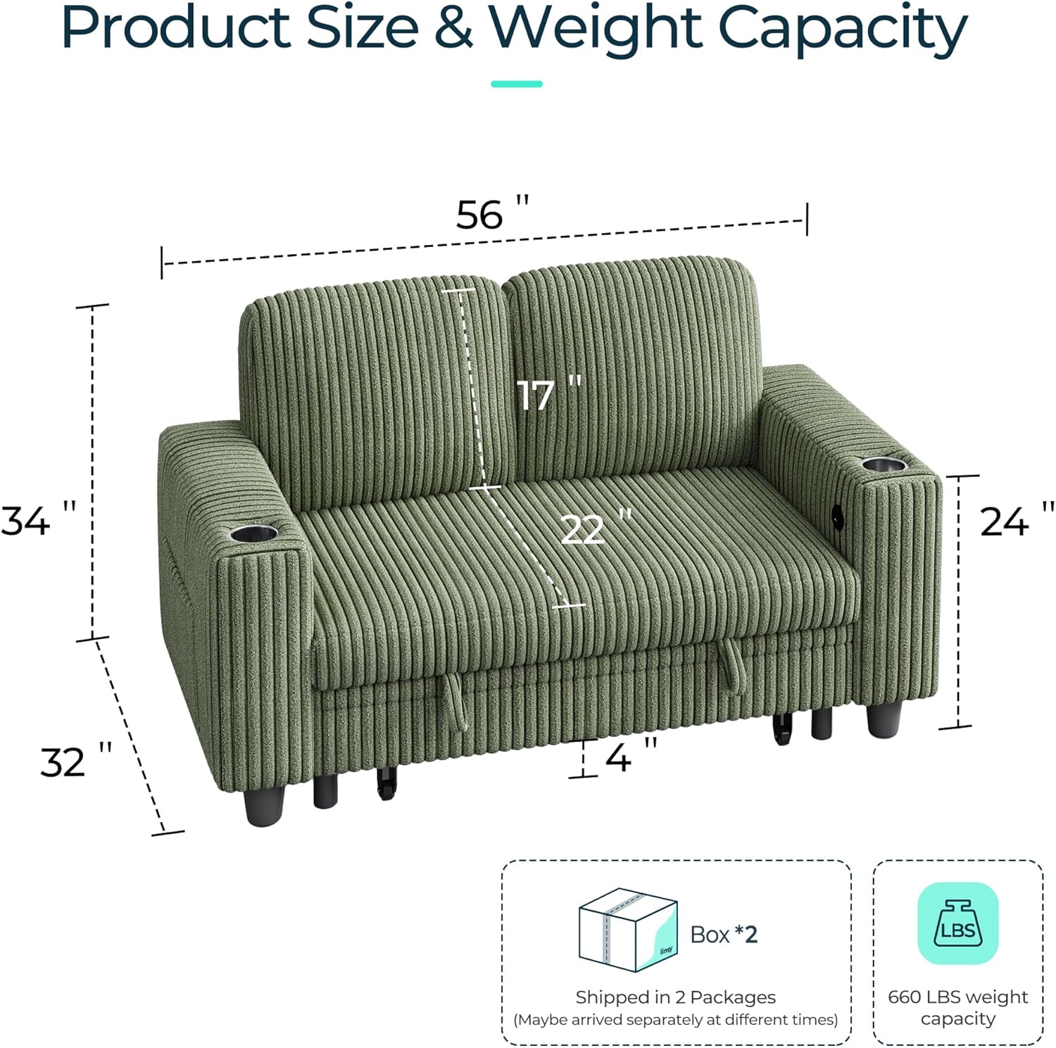 LINSY HOME Sectional Sleeper Sofa with Pull Out Couch Bed