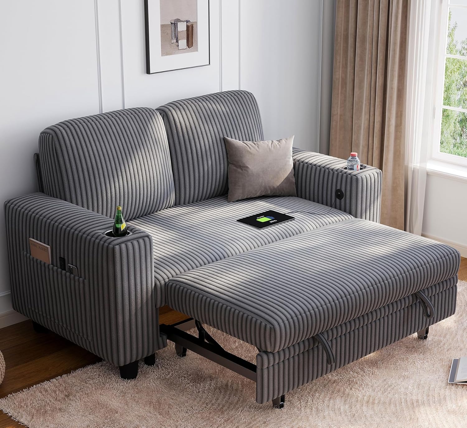 LINSY HOME Sectional Sleeper Sofa with Pull Out Couch Bed
