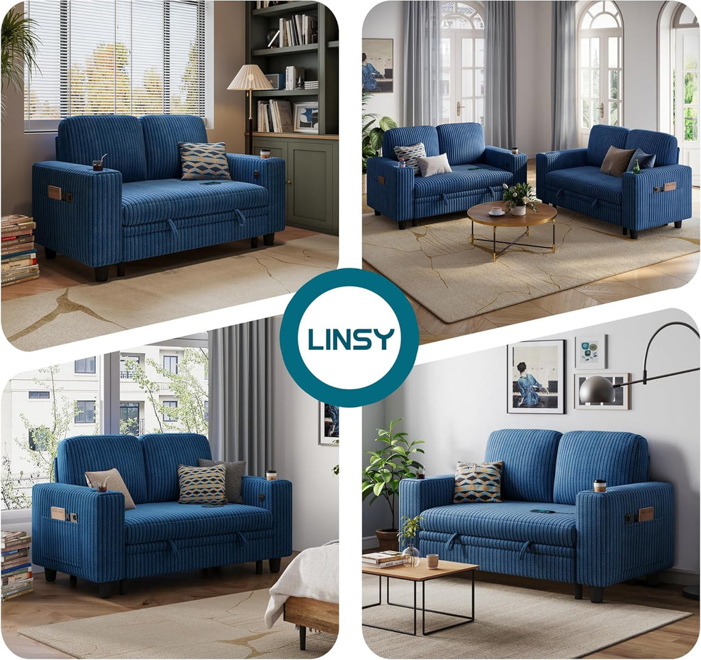 LINSY HOME Sectional Sleeper Sofa with Pull Out Couch Bed
