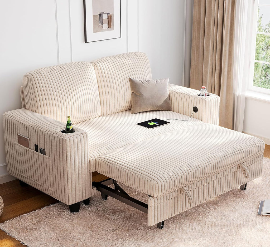 LINSY HOME Sectional Sleeper Sofa with Pull Out Couch Bed