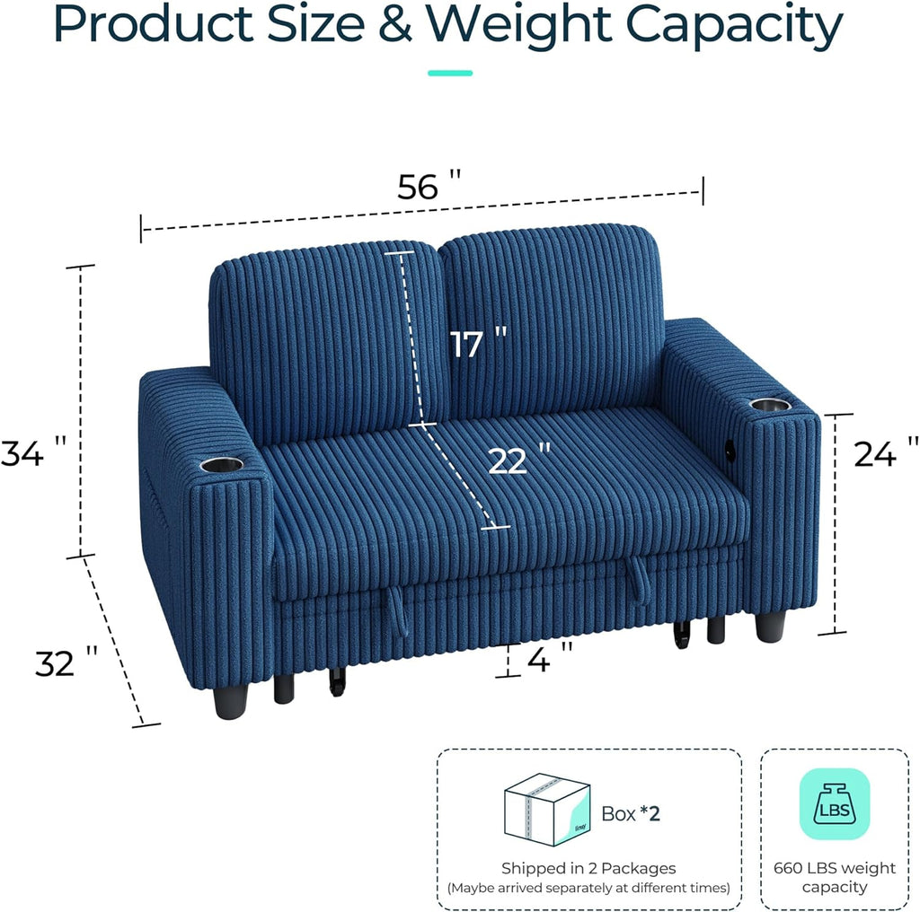 LINSY HOME Sectional Sleeper Sofa with Pull Out Couch Bed