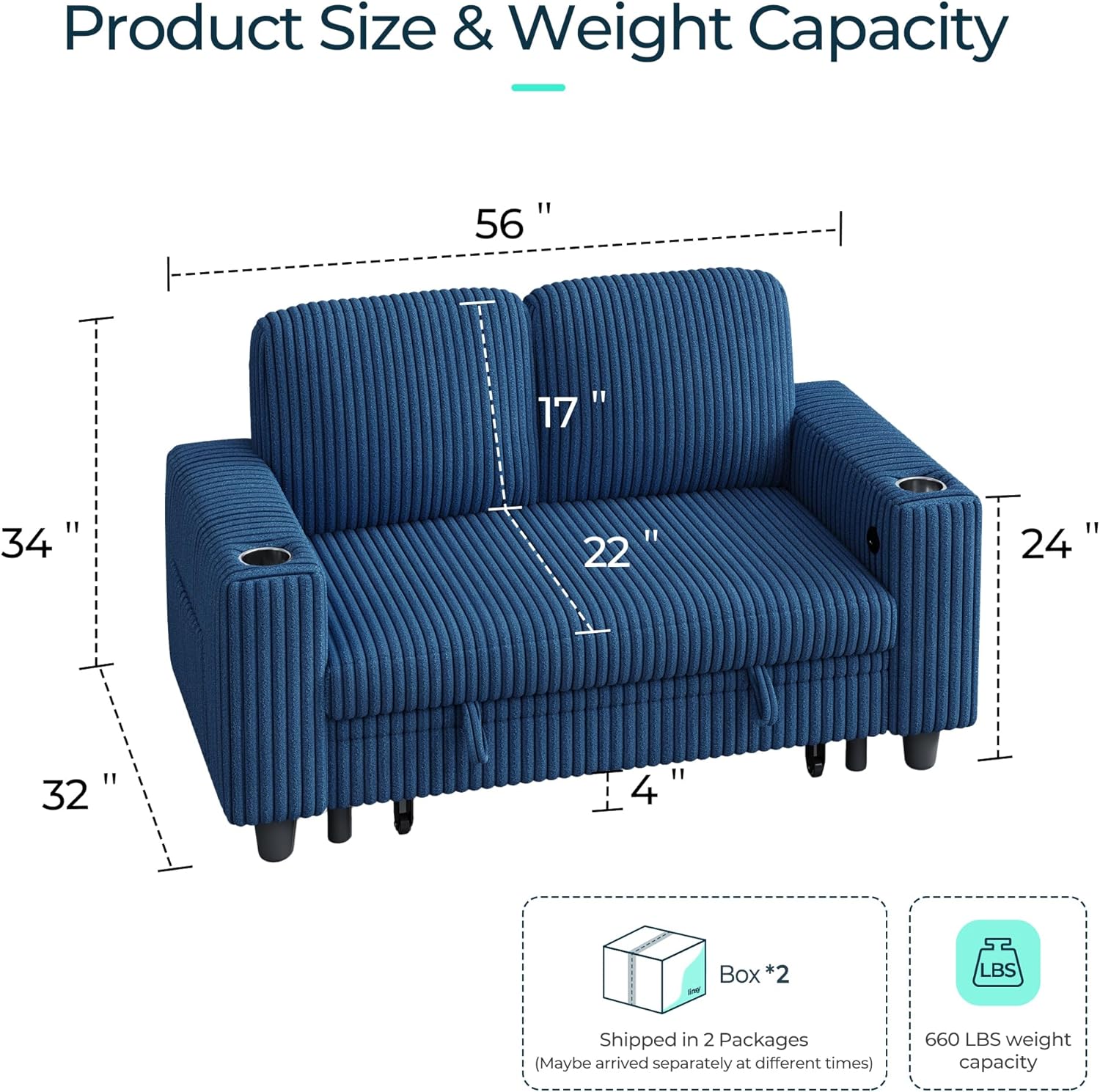 LINSY HOME Sectional Sleeper Sofa with Pull Out Couch Bed