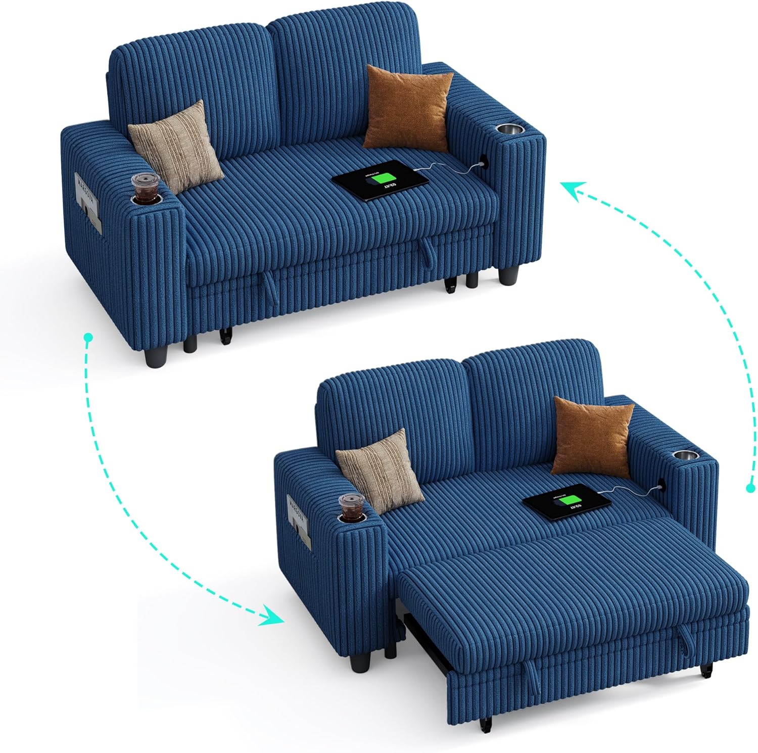 LINSY HOME Sectional Sleeper Sofa with Pull Out Couch Bed