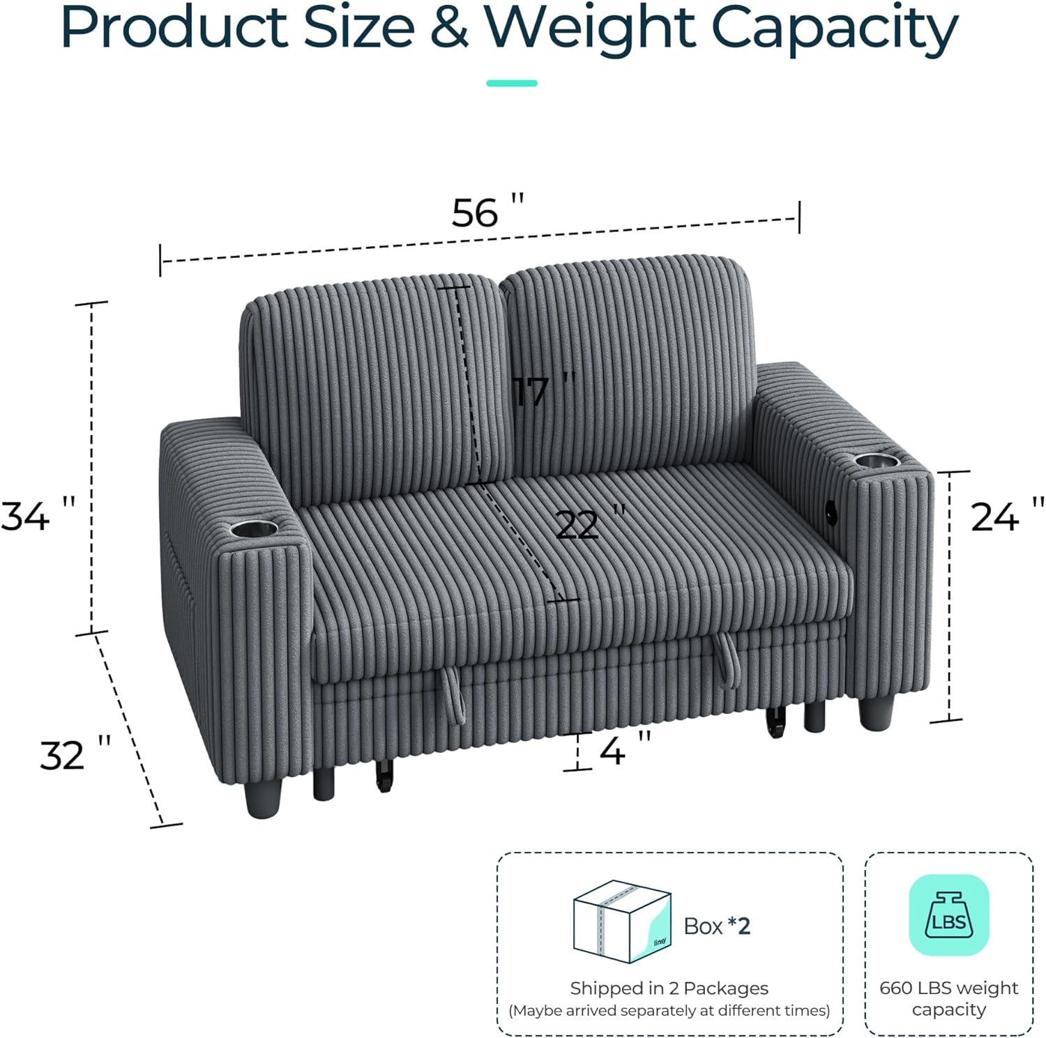 LINSY HOME Sectional Sleeper Sofa with Pull Out Couch Bed