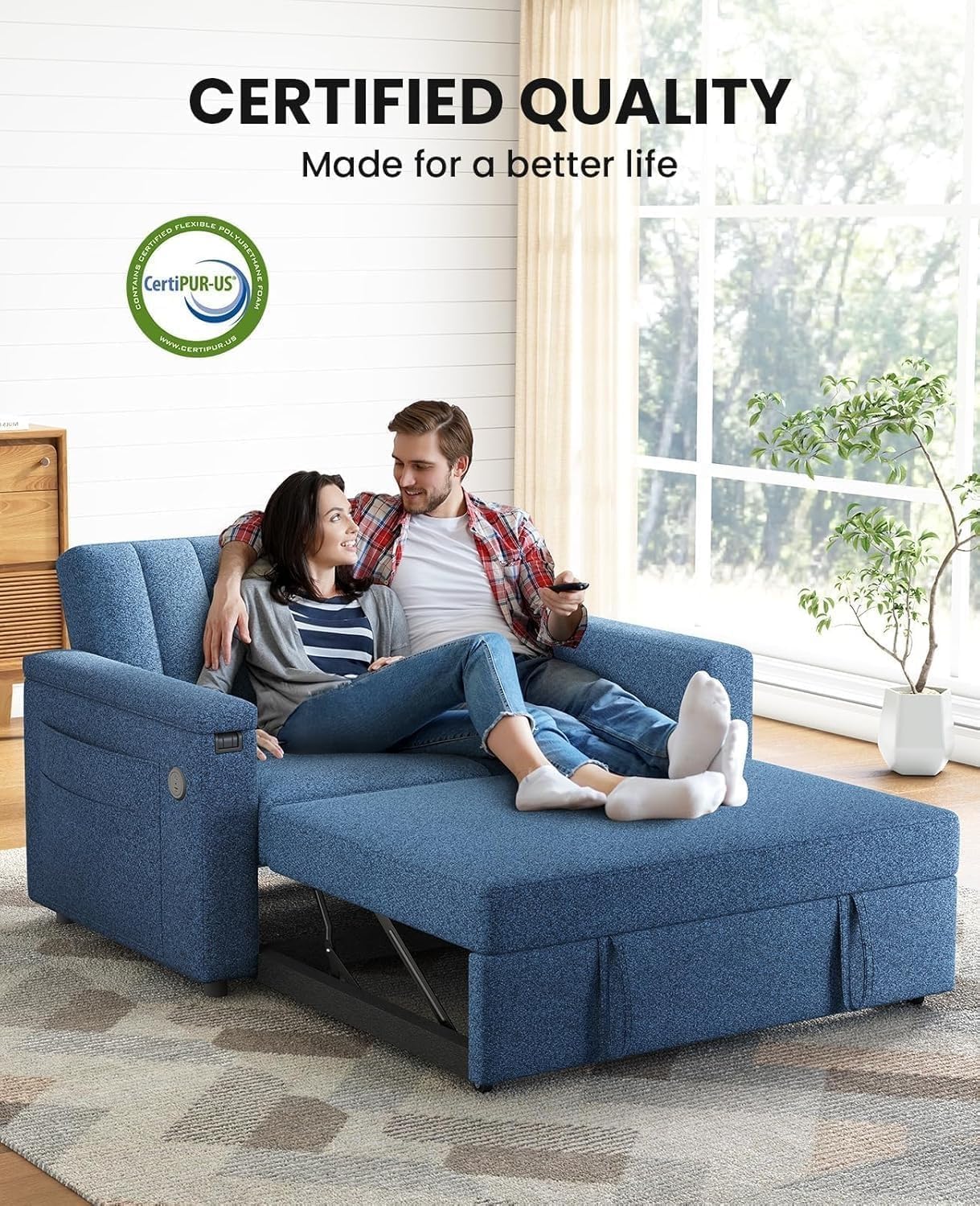 Sofa Bed 3-in-1 Convertible Sleeper Sofa