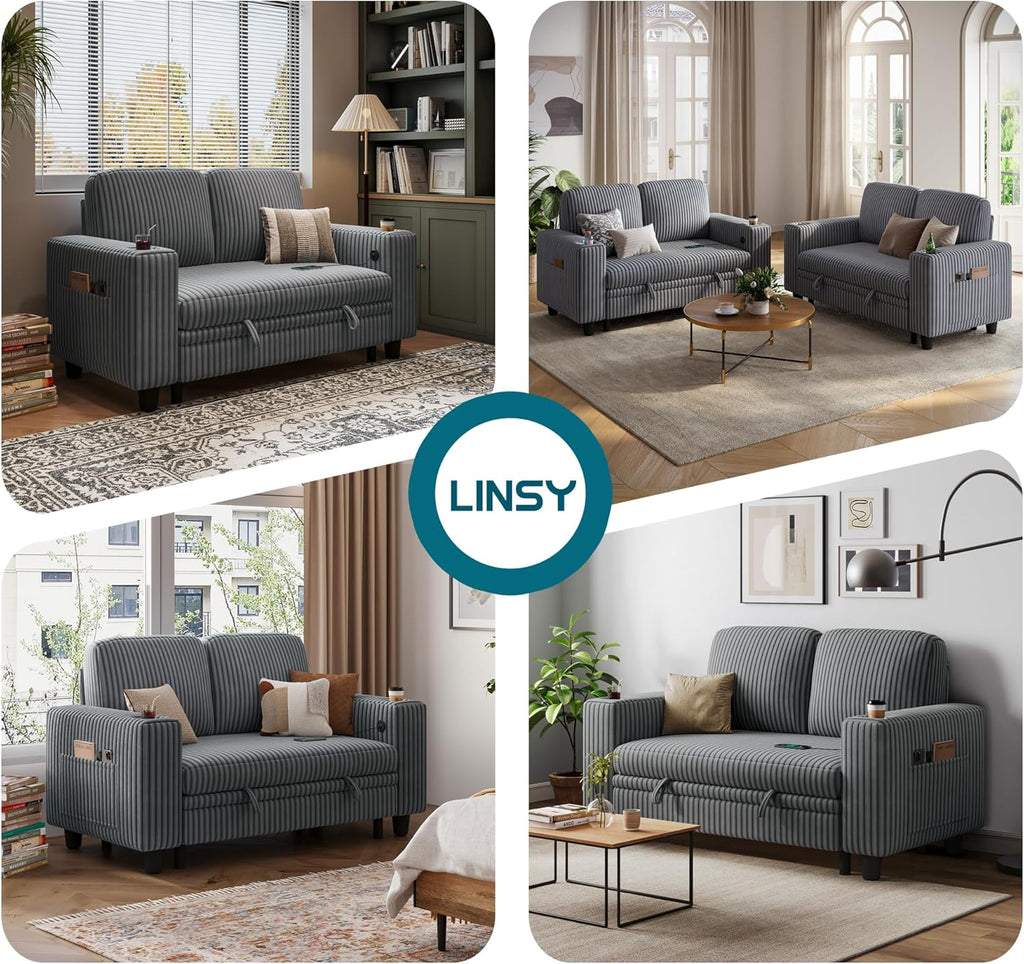LINSY HOME Sectional Sleeper Sofa with Pull Out Couch Bed