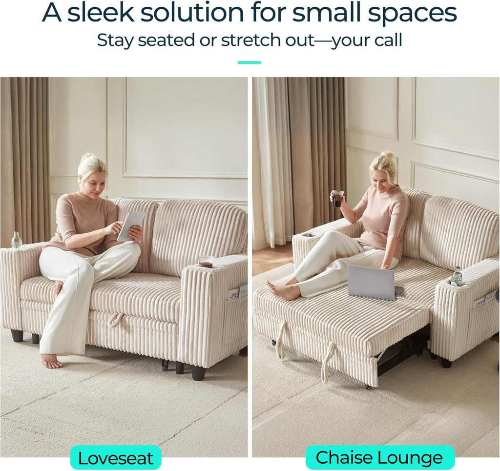 LINSY HOME Sectional Sleeper Sofa with Pull Out Couch Bed
