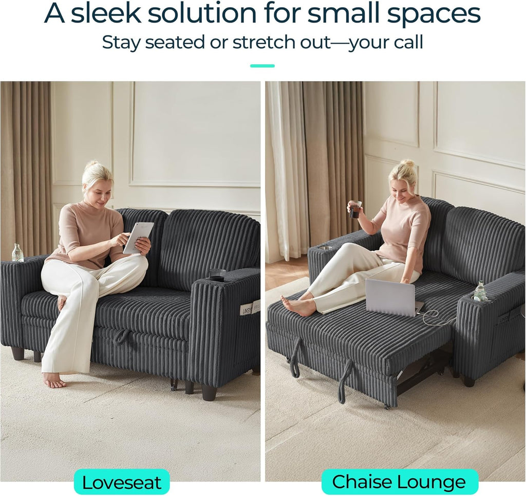 LINSY HOME Sectional Sleeper Sofa with Pull Out Couch Bed