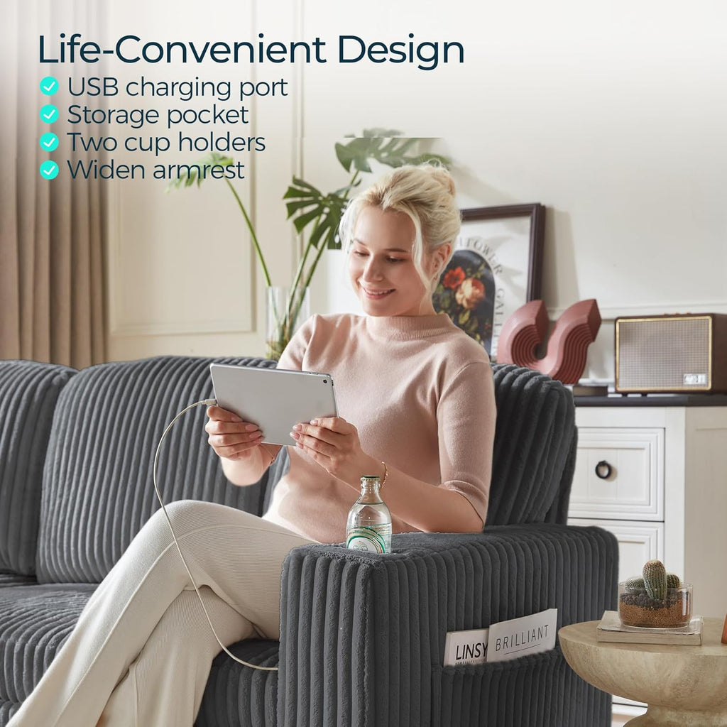 LINSY HOME Sectional Sleeper Sofa with Pull Out Couch Bed