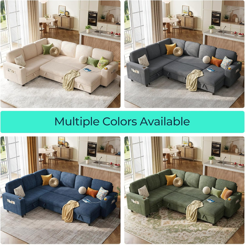 LINSY HOME Sectional Sleeper Sofa with Pull Out Couch Bed