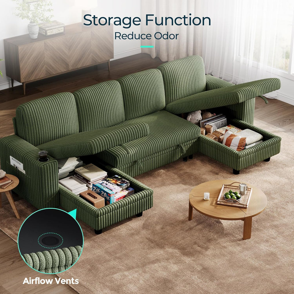 LINSY HOME Sectional Sleeper Sofa with Pull Out Couch Bed