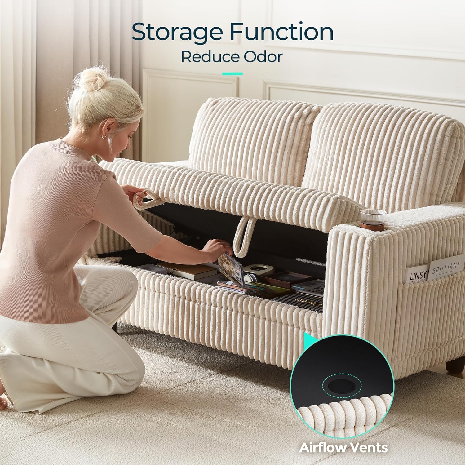 LINSY HOME Sectional Sleeper Sofa with Pull Out Couch Bed