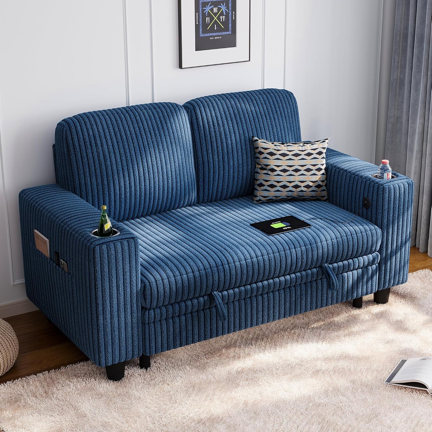 LINSY HOME Sectional Sleeper Sofa with Pull Out Couch Bed