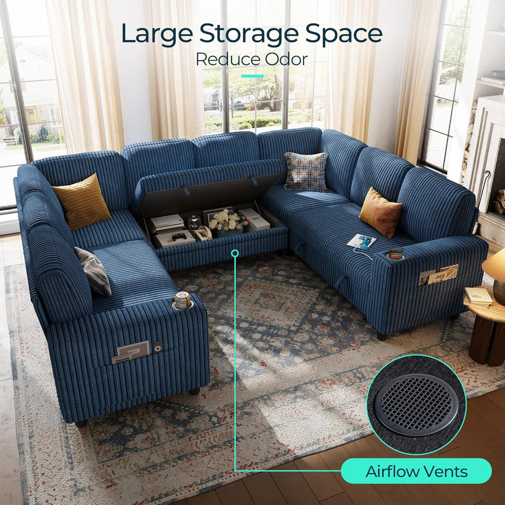 LINSY HOME Sectional Sleeper Sofa with Pull Out Couch Bed