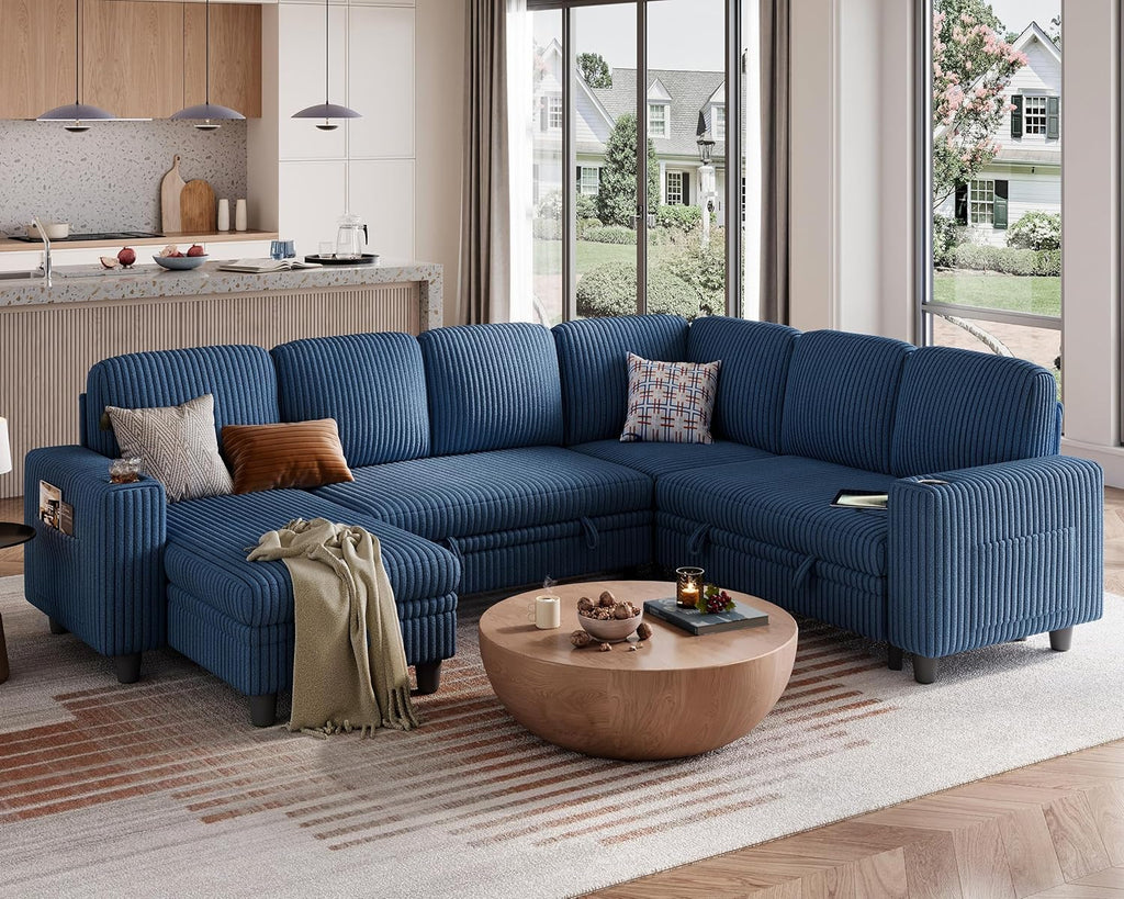 LINSY HOME Sectional Sleeper Sofa with Pull Out Couch Bed