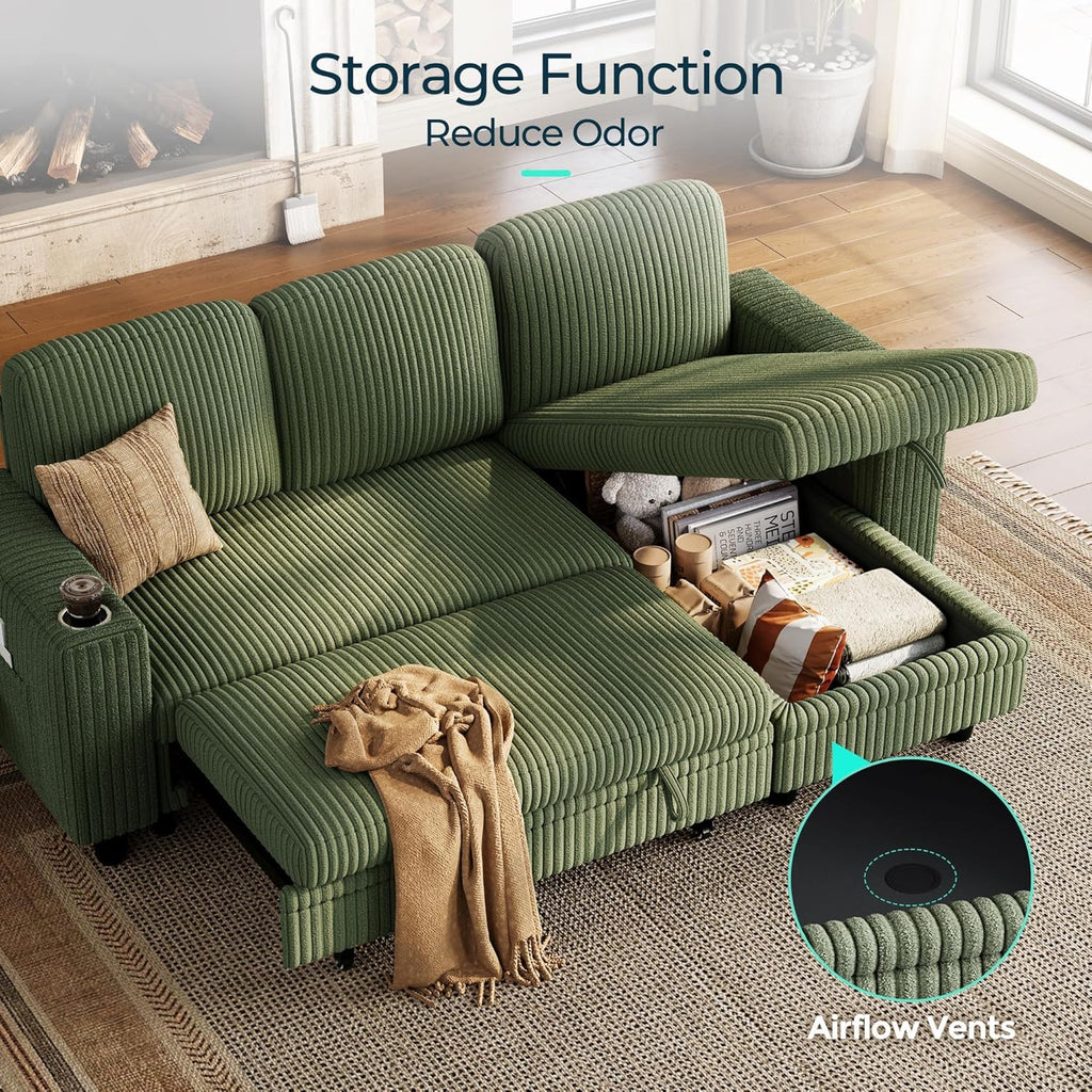 LINSY HOME Sectional Sleeper Sofa with Pull Out Couch Bed