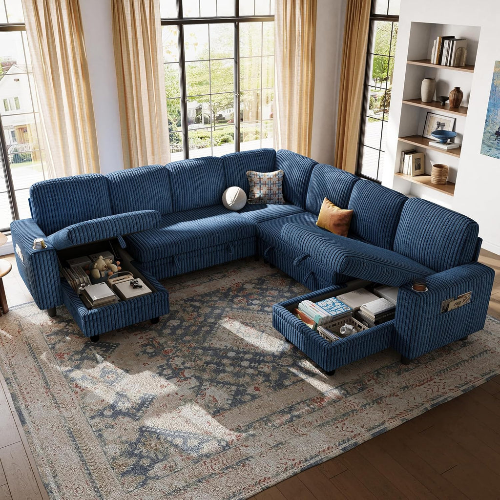 LINSY HOME Sectional Sleeper Sofa with Pull Out Couch Bed