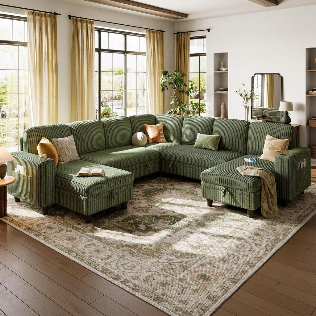 LINSY HOME Sectional Sleeper Sofa with Pull Out Couch Bed