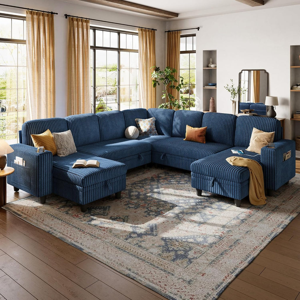 LINSY HOME Sectional Sleeper Sofa with Pull Out Couch Bed