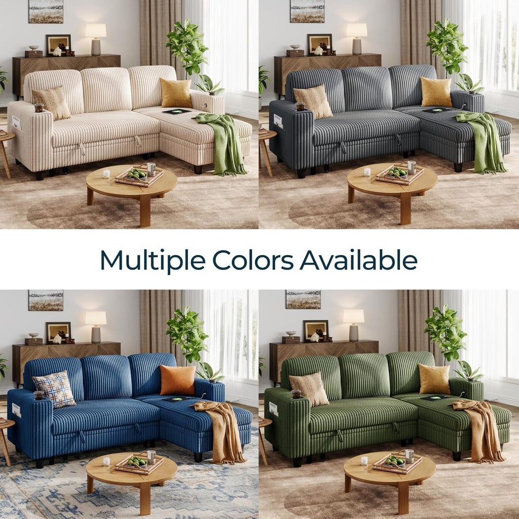 LINSY HOME Sectional Sleeper Sofa with Pull Out Couch Bed
