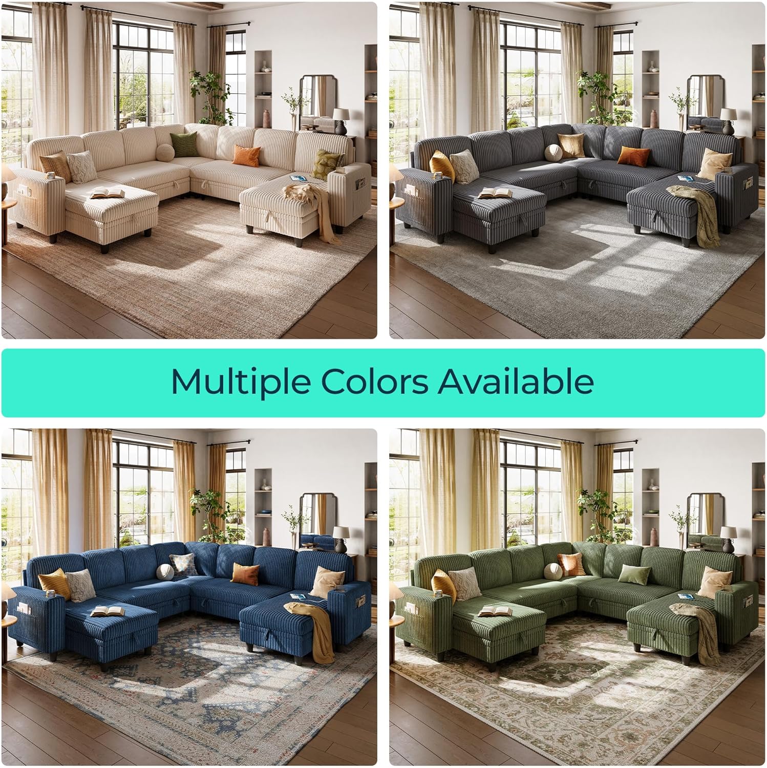 LINSY HOME Sectional Sleeper Sofa with Pull Out Couch Bed