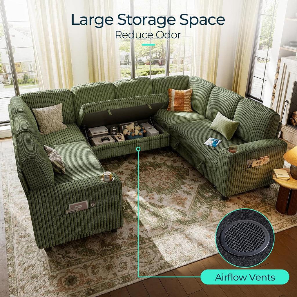 LINSY HOME Sectional Sleeper Sofa with Pull Out Couch Bed