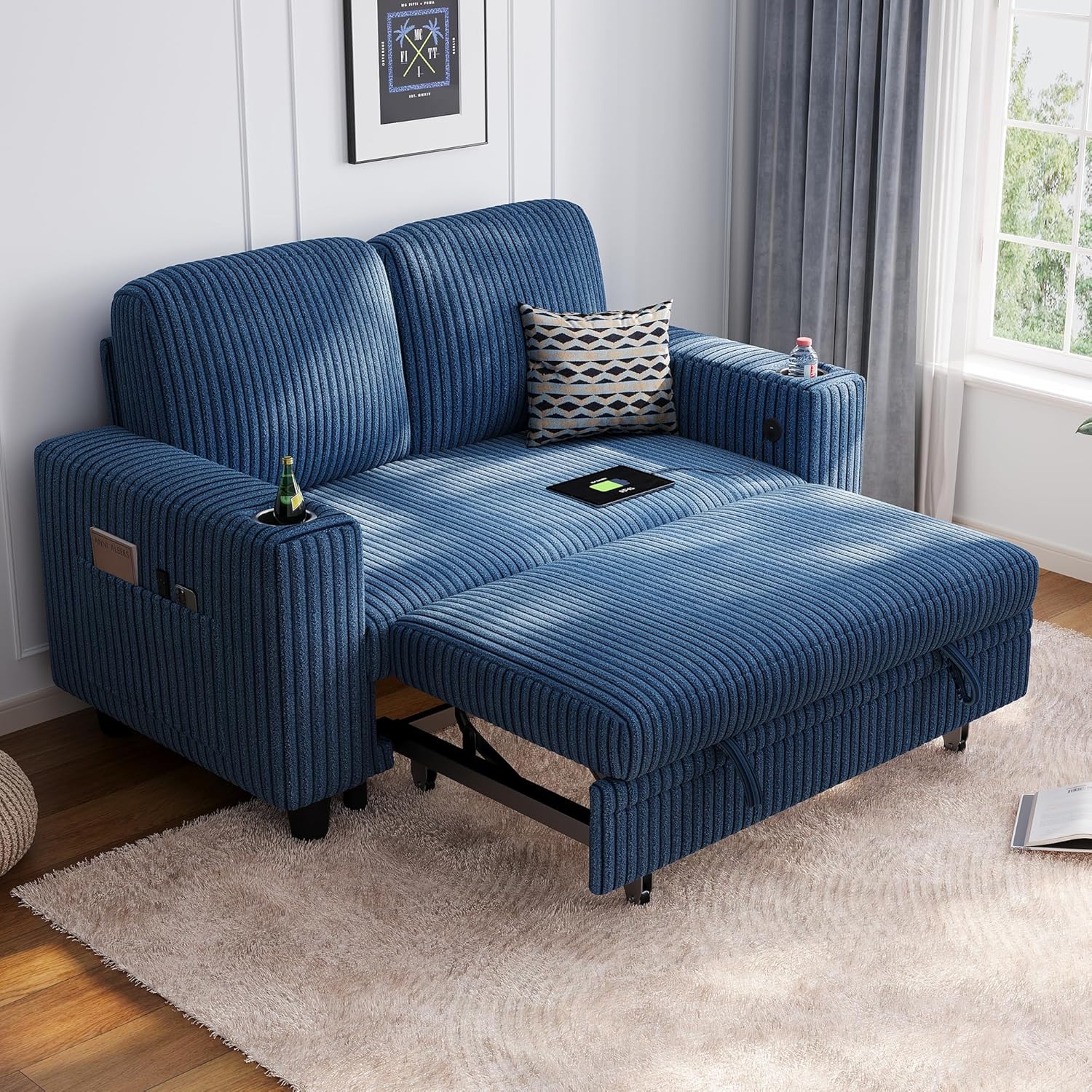 LINSY HOME Sectional Sleeper Sofa with Pull Out Couch Bed