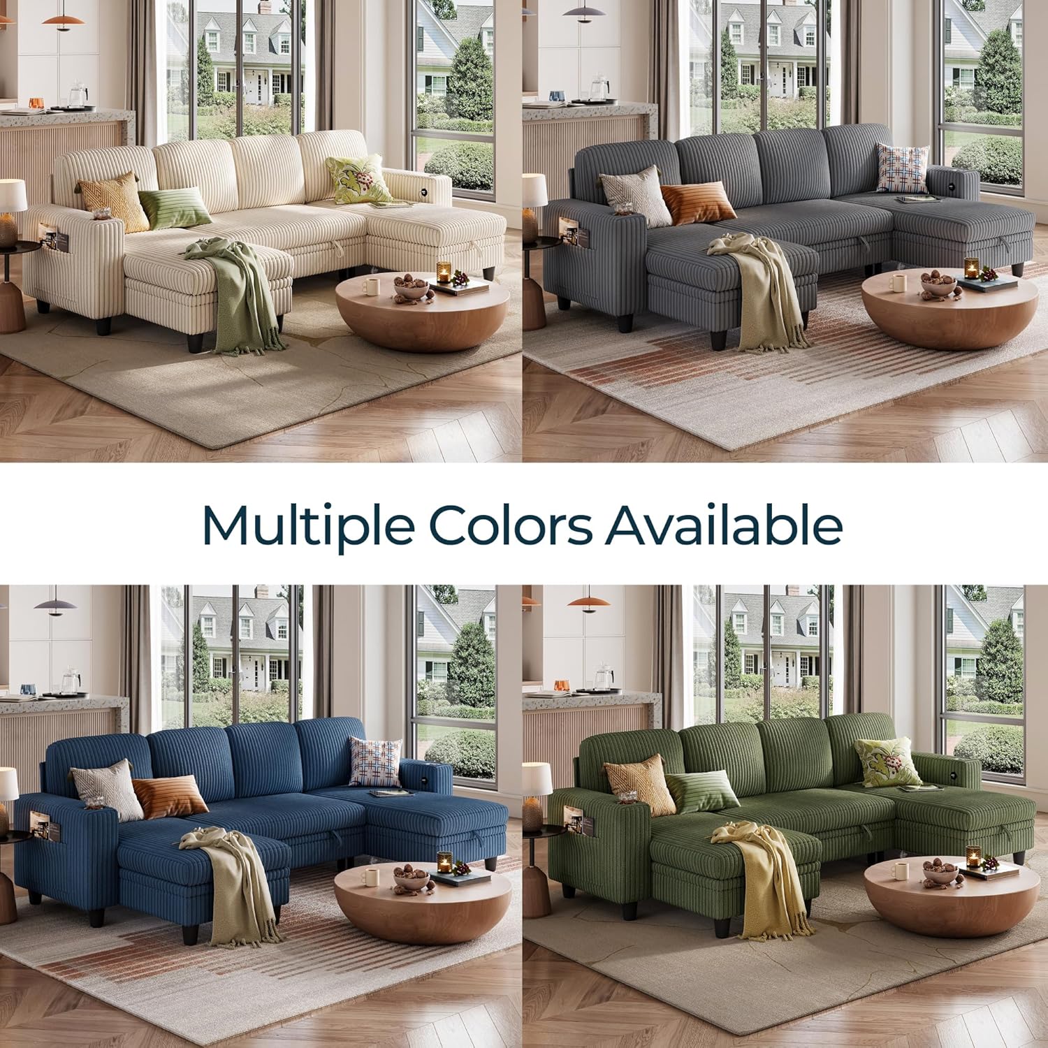 LINSY HOME Sectional Sleeper Sofa with Pull Out Couch Bed