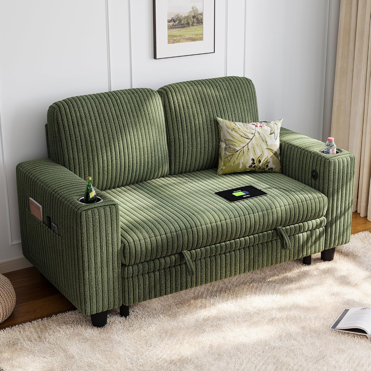 LINSY HOME Sectional Sleeper Sofa with Pull Out Couch Bed