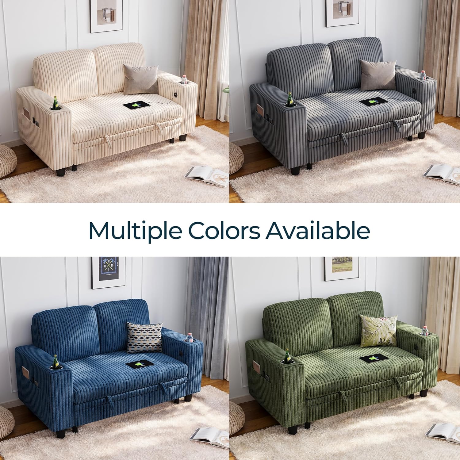 LINSY HOME Sectional Sleeper Sofa with Pull Out Couch Bed