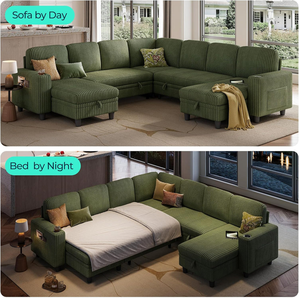 LINSY HOME Sectional Sleeper Sofa with Pull Out Couch Bed