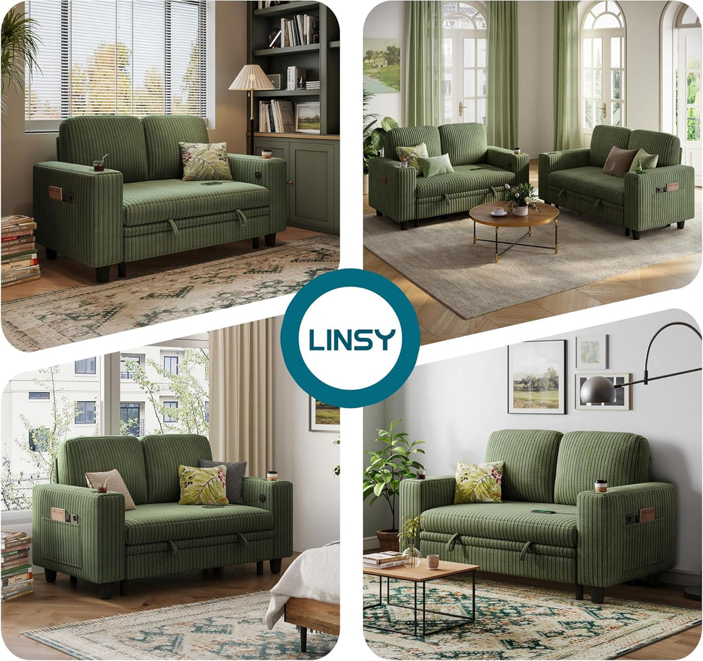 LINSY HOME Sectional Sleeper Sofa with Pull Out Couch Bed